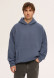 Black color men three-thread insulated hoodie 